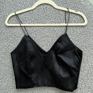 Zara black SATIN crop top. Size SMALL